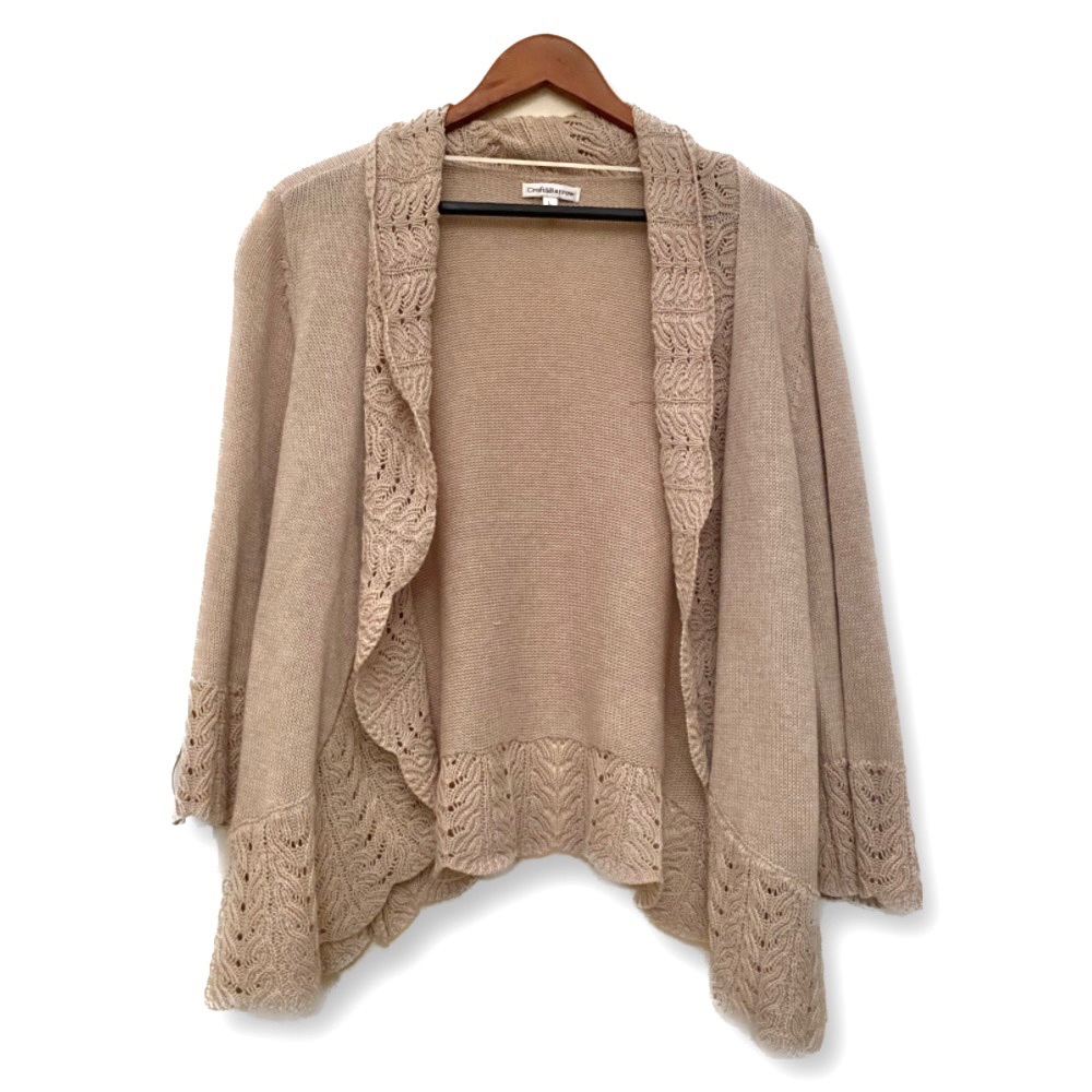 Croft & Barrow Women's Beige Cardigan Cotton Knit Size L